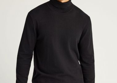 Ανδρική πλεκτή μπλούζα με ψηλή λαιμόκοψη - FUNKY BUDDHA - 