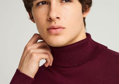 Ανδρική πλεκτή μπλούζα με ψηλή λαιμόκοψη - FUNKY BUDDHA - 