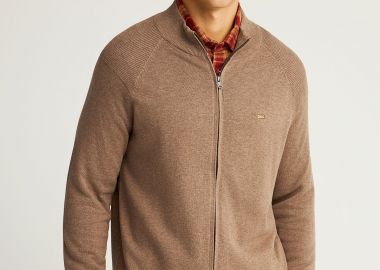 Ανδρική πλεκτή ζακέτα με φερμουάρ - FUNKY BUDDHA - 