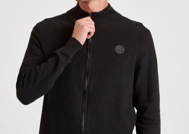 Ανδρική πλεκτή ζακέτα με rubber label - FUNKY BUDDHA - 