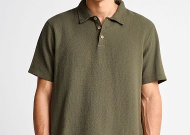 Ανδρική relaxed polo μπλούζα με ανάγλυφη ύφανση - FUNKY BUDDHA - 