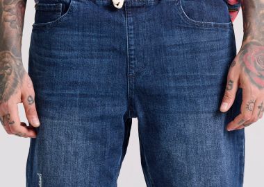 Ανδρική τζιν βερμούδα με ελαφρύ ξεθώριασμα - FUNKY BUDDHA - 