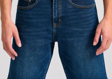 Ανδρική τζιν βερμούδα με washed effects - FUNKY BUDDHA - 