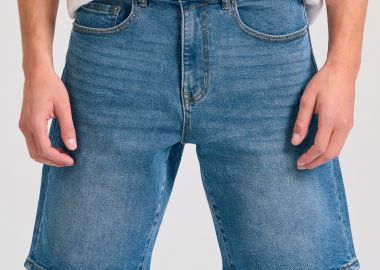 Ανδρική τζιν βερμούδα με washed effects - FUNKY BUDDHA - 