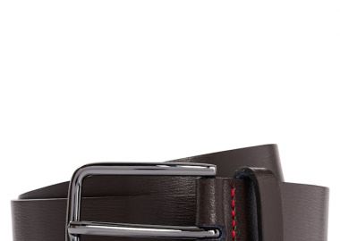 ΑΝΔΡΙΚΗ ΖΩΝΗ HUGO GERIK ΔΕΡΜΑ ΣΚΟΥΡΟ ΚΑΦΕ - HUGO - 