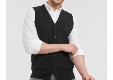 Ανδρικό αμάνικο πουλόβερ V-Neck Knitted Russell Europe R-719M-0 Black - Russell - 