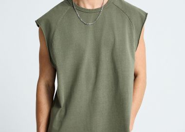 Ανδρικό βαμβακερό oversized αμάνικο t-shirt - FUNKY BUDDHA - 