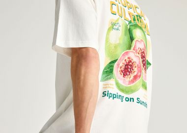 Ανδρικό βαμβακερό oversized t-shirt με τύπωμα - FUNKY BUDDHA - 