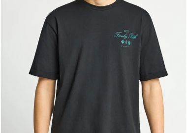Ανδρικό βαμβακερό relaxed t-shirt με τύπωμα FBM013-020-04 Μαύρο - Funky Buddha - 