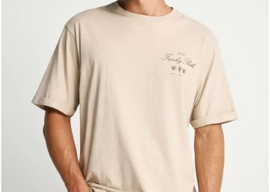 Ανδρικό βαμβακερό relaxed t-shirt με τύπωμα FBM013-020-04 Μπέζ - Funky Buddha - 