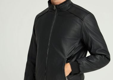 Ανδρικό biker μπουφάν με λάστιχο στη μέση - FUNKY BUDDHA - 