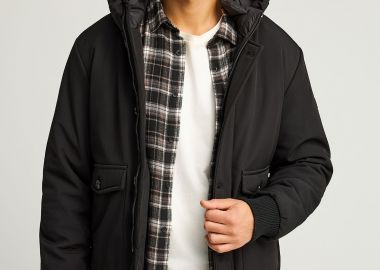 Ανδρικό bomber μπουφάν με κουκούλα - FUNKY BUDDHA - 