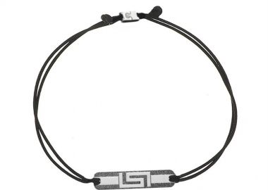 Ανδρικό βραχιόλι από ασήμι 925 με αμμοβολή σε μαύρο πλατίνωμα με σχέδιο μαίανδρου -  - 