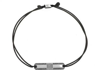 Ανδρικό βραχιόλι από ασήμι 925 με αμμοβολή σε μαύρο πλατίνωμα με σχέδιο μαίανδρου -  - 