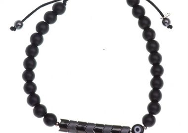 Ανδρικό βραχιόλι me αιματίτη σε αυξομειώμενο κορδόνι -  - 