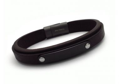 Ανδρικό βραχιόλι με δέρμα και Ατσάλι BA396 - Asimenio - 