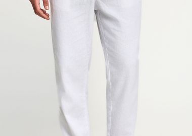 Ανδρικό comfort fit λινό chino παντελόνι - FUNKY BUDDHA - 