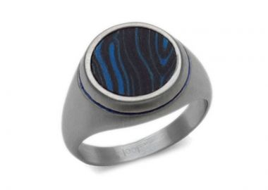 Ανδρικό δαχτυλίδι από ατσάλι με μπλε σχέδιο AT162 - Asimenio - 