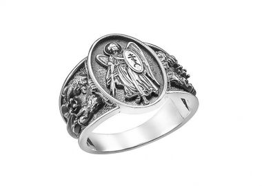 Ανδρικό δαχτυλίδι χειροποίητο από ασήμι 925 με φύλακα άγγελο -  - 