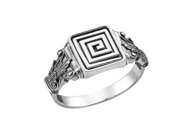 Ανδρικό δαχτυλίδι χειροποίητο από ασήμι 925 με το σύμβολο του Μαίανδρου -  - 