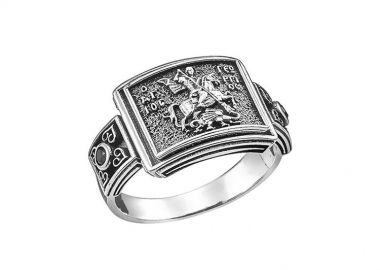 Ανδρικό δαχτυλίδι χειροποίητο από ασήμι 925 με τον Άγιο Γεώργιο -  - 