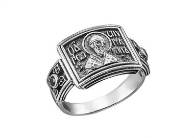 Ανδρικό δαχτυλίδι χειροποίητο από ασήμι 925 με τον Άγιο Σπυρίδωνα -  - 