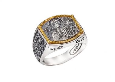 Ανδρικό δαχτυλίδι χειροποίητο από ασήμι 925 με τον Χριστό με ντουμπλέ επιχρύσωση Κ24 -  - 