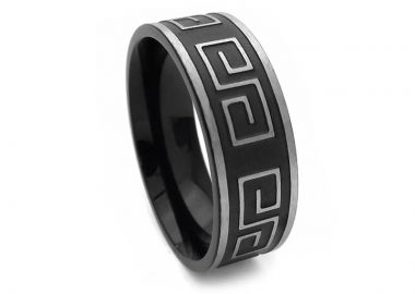 Ανδρικό Δαχτυλίδι με δίχρωμο σχέδιο AT128 - Asimenio - 