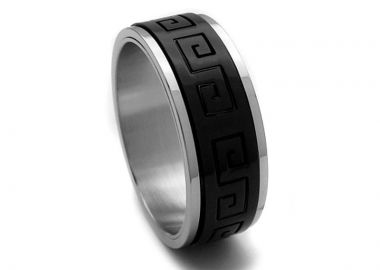 Ανδρικό Δαχτυλίδι με μαύρο σχέδιο AT165 - Asimenio - 
