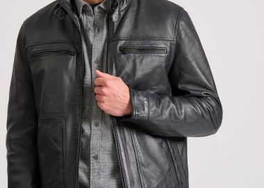 Ανδρικό δερμάτινο jacket (Sheepskin) - FUNKY BUDDHA - 
