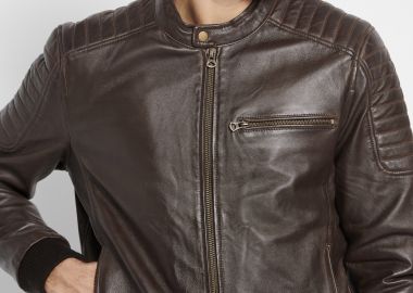 Ανδρικό δερμάτινο jacket (Sheepskin) - FUNKY BUDDHA - 
