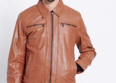 Ανδρικό δερμάτινο jacket (Sheepskin) Marron -  - 
