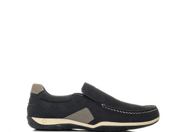 Ανδρικό δερμάτινο μπλέ boat shoe - MIGATO - 