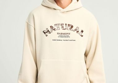 Aνδρικό fleece φούτερ με κουκούλα και τύπωμα στο στήθος - FUNKY BUDDHA - 