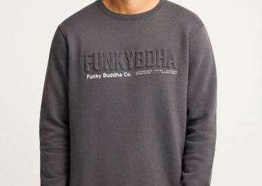 Ανδρικό φούτερ λαιμόκοψη με τυπωμένο logo - FUNKY BUDDHA - 