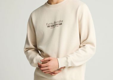 Ανδρικό φούτερ λαιμόκοψη με τυπωμένο logo - FUNKY BUDDHA - 