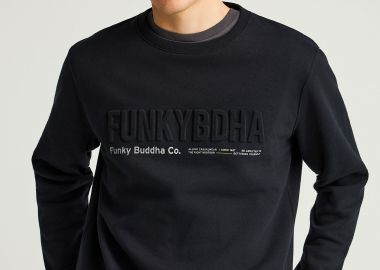 Ανδρικό φούτερ λαιμόκοψη με τυπωμένο logo - FUNKY BUDDHA - 