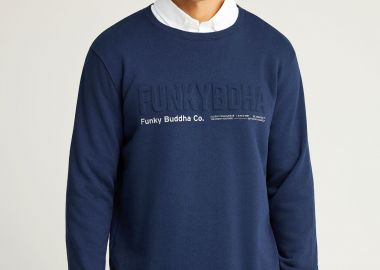 Ανδρικό φούτερ λαιμόκοψη με τυπωμένο logo - FUNKY BUDDHA - 