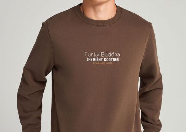 Ανδρικό φούτερ λαιμόκοψη με τυπωμένο logo - FUNKY BUDDHA - 