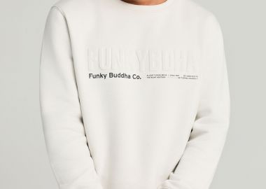 Ανδρικό φούτερ λαιμόκοψη με τυπωμένο logo - FUNKY BUDDHA - 