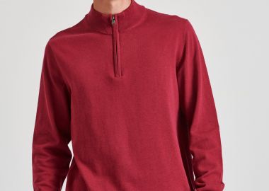 Ανδρικό half-zip πλεκτό πουλόβερ - FUNKY BUDDHA - 