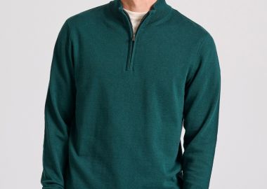 Ανδρικό half-zip πλεκτό πουλόβερ - FUNKY BUDDHA - 