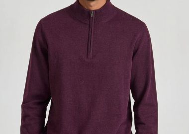 Ανδρικό half-zip πλεκτό πουλόβερ - FUNKY BUDDHA - 