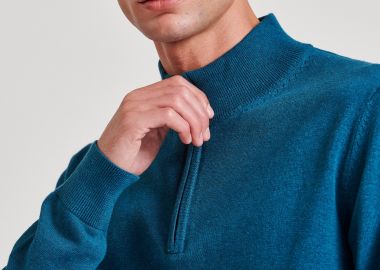 Ανδρικό half-zip πλεκτό πουλόβερ - FUNKY BUDDHA - 