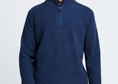 Ανδρικό half-zip πλεκτό πουλόβερ - FUNKY BUDDHA - 
