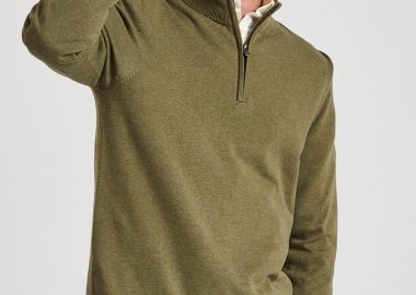 Ανδρικό half-zip πλεκτό πουλόβερ - FUNKY BUDDHA - 