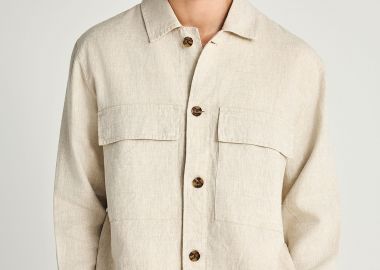 Ανδρικό λινό casual μπουφάν - FUNKY BUDDHA - 