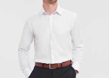 Ανδρικό Μακρυμάνικο Πουκάμισο Herringbone 0R962M0 Russell Collection Tailored Fit White - Russell - 