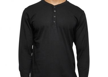 Ανδρικό μακρυμάνικο T-Shirt Basic με κουμπιά Urban Classics TB276 Black - Urban Classics - 