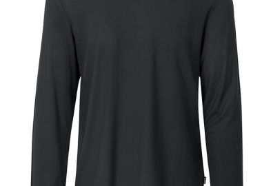 ΑΝΔΡΙΚΟ ΜΑΚΡΥΜΑΝΙΚΟ T-SHIRT JERSEY H-TALLEY ΚΑΝΟΝΙΚΗ ΓΡΑΜΜΗ ΜΑΥΡΟ - BOSS - 